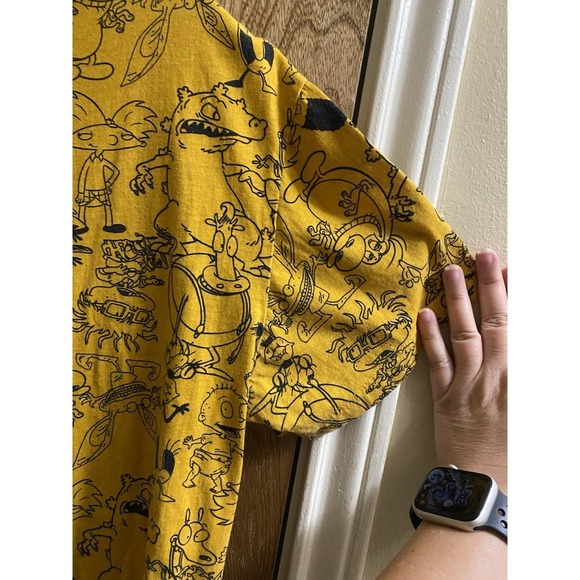 Nickelodeon VINTAGE T-Shirt Graphic Tee 90s Large Yellow Cartoons Rocko Rugrats - Picture 8 of 8